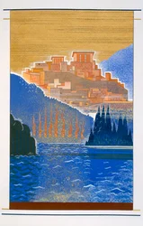 Město Trója od moře, ilustrace z Homérova "Odyssea", překlad Victor Berard, 1929-33